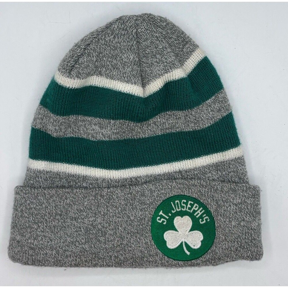 Pacific Headwear Youth Knit Beanie Gray Green Striped St. Joseph’s Shamrock Hat